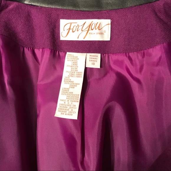 Purple Wool Rare Vintage Leather Trim Blazer - Picture 9 of 13